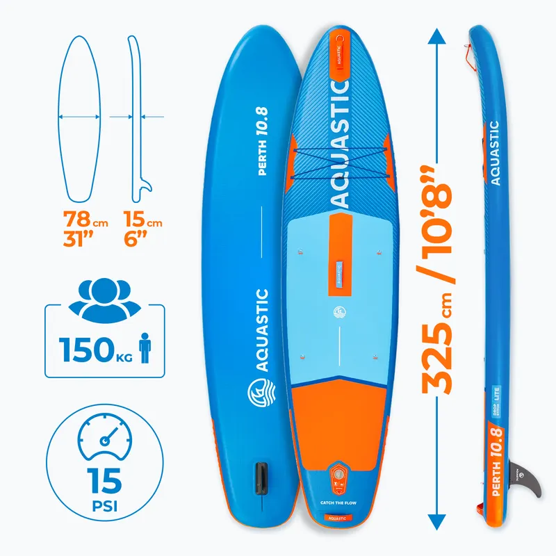 Zestaw deska SUP pompowana AQUASTIC Perth 10'8" allround niebieski 24