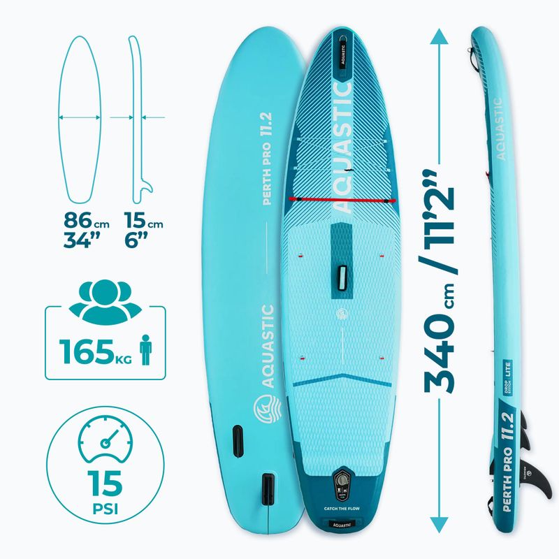 Zestaw deska SUP pompowana AQUASTIC Perth Pro 11'2" allround zielony 19