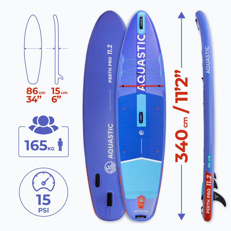Deska SUP AQUASTIC Perth Pro 11'2" niebieski 20