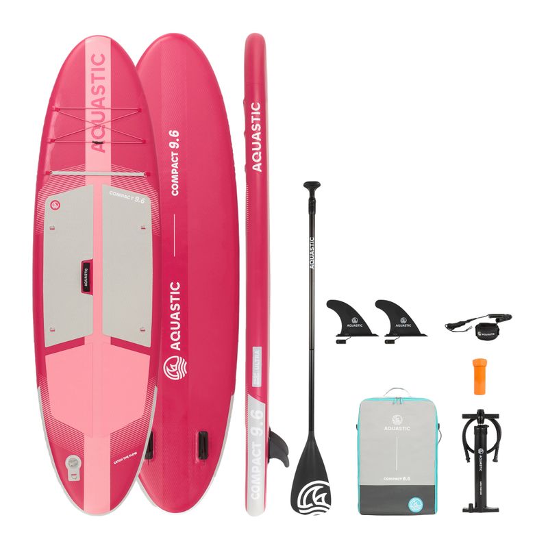 Zestaw deska SUP pompowana AQUASTIC Compact 9'6" różowy 21