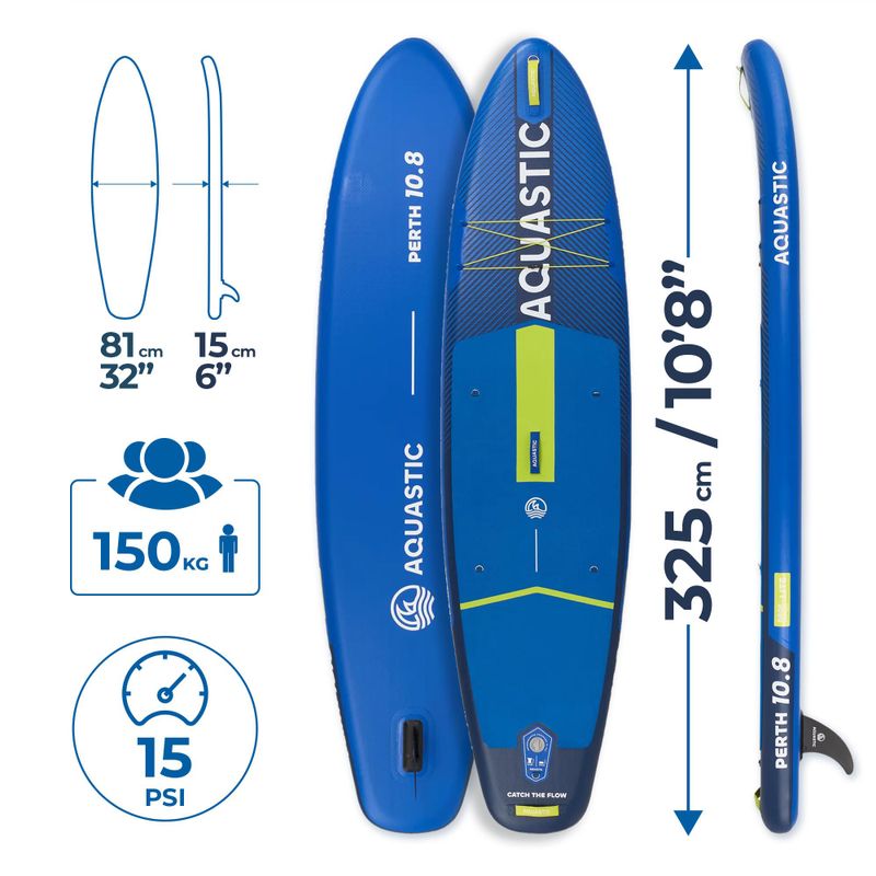 Zestaw deska SUP pompowana AQUASTIC Perth 10'8" allround ciemny niebieski 18