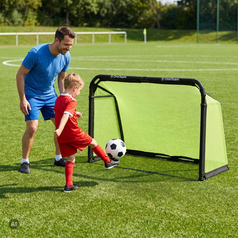 Bramka do piłki nożnej OneTeam SWIFTGOAL 180 x 120 cm składana czarny/zielony 2