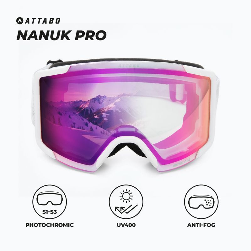 Gogle narciarskie ATTABO Nanuk Pro photochromic biały 2