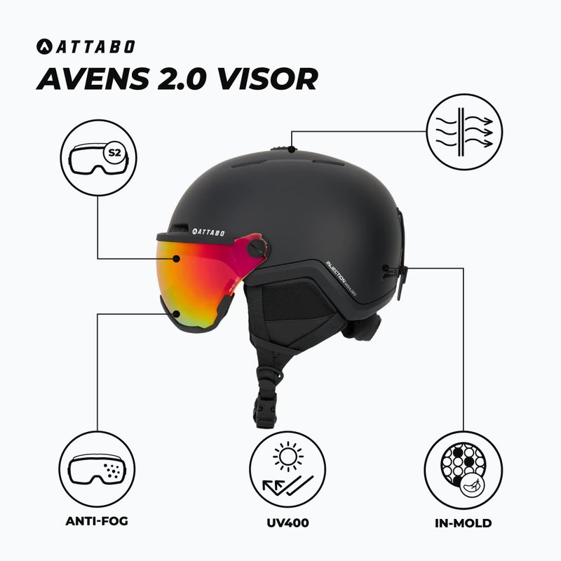 Kask narciarski ATTABO Avens 2.0 Visor czarny 2