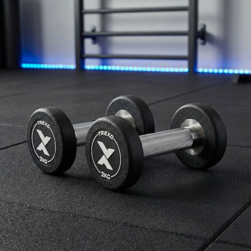 Hantel żeliwny gumowany XTREXO Pro 2 kg czarny 3