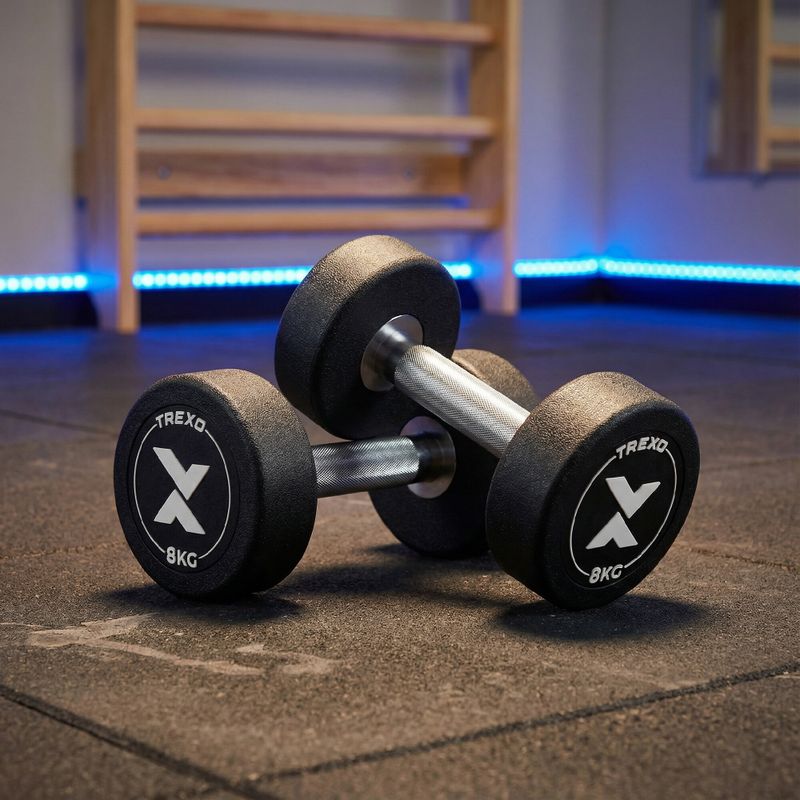 Hantel żeliwny gumowany XTREXO Pro 8 kg czarny 3