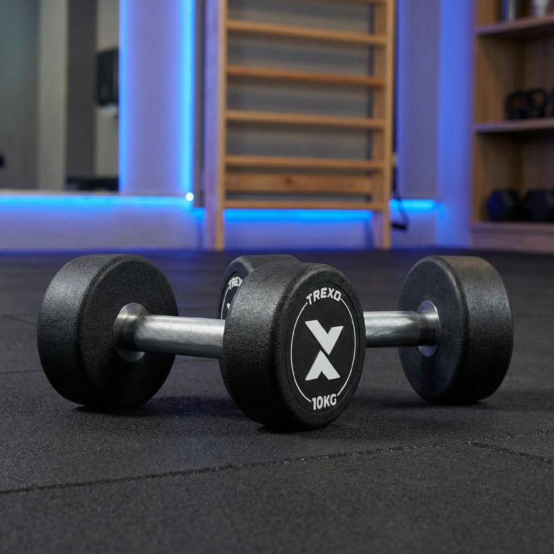 Hantel żeliwny gumowany XTREXO Pro 10 kg czarny 3