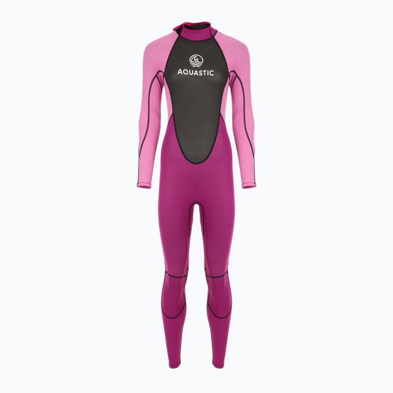 Pianka do pływania damska AQUASTIC z neoprenu 3/2 mm WAVEY różowy 12