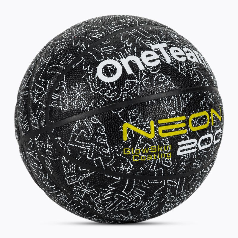 Piłka do koszykówki OneTeam Neon czarny rozmiar 7 2
