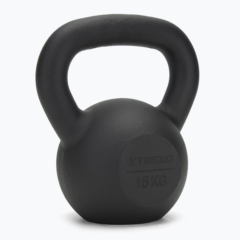 Kettlebell Żeliwny TREXO 16 kg czarny