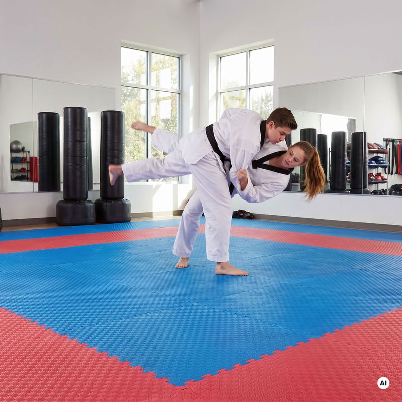 Mata HOOK FIGHTING x Jen Yau puzzle tatami z certyfikatem World Taekwondo Federation niebieski 3
