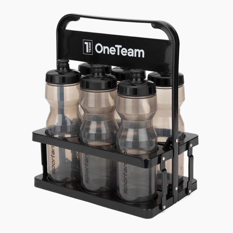 Zestaw OneTeam koszyk Water Bottle Carries + bidon Sportano x 6 szt czarny