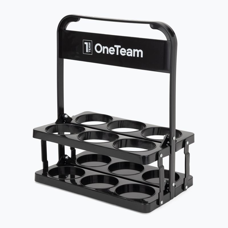 Zestaw OneTeam koszyk Water Bottle Carries + bidon Sportano x 6 szt czarny 2