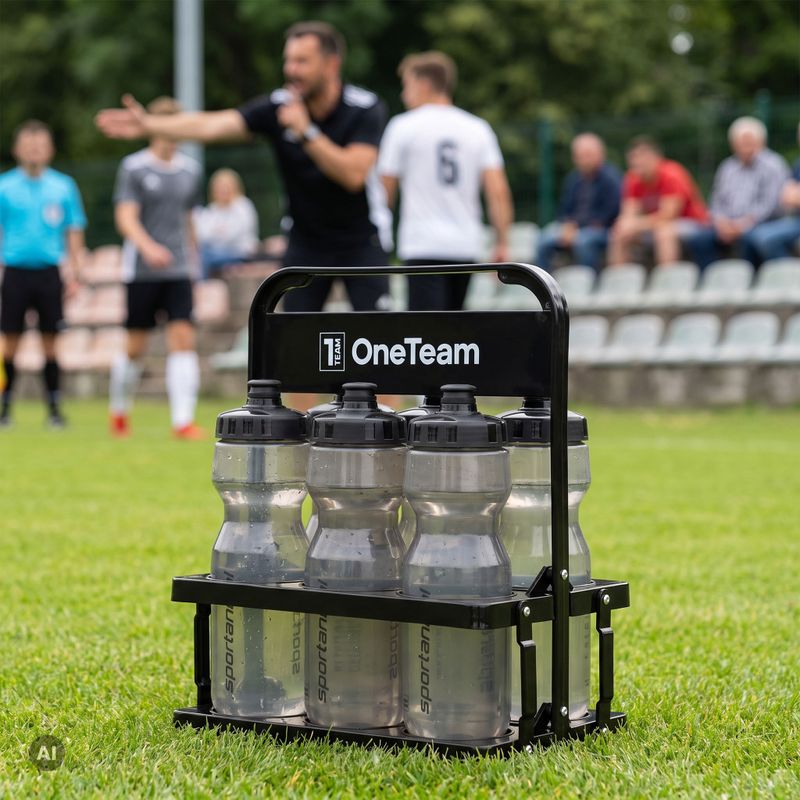 Zestaw OneTeam koszyk Water Bottle Carries + bidon Sportano x 6 szt czarny 2