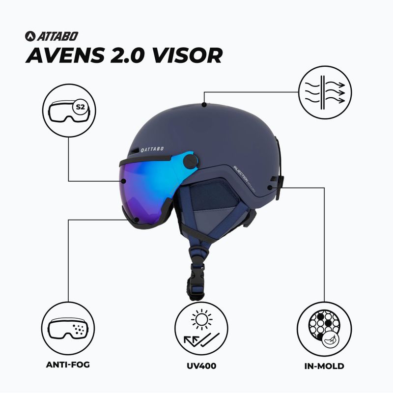 Kask narciarski dziecięcy ATTABO Avens 2.0 Jr Visor niebieski 2