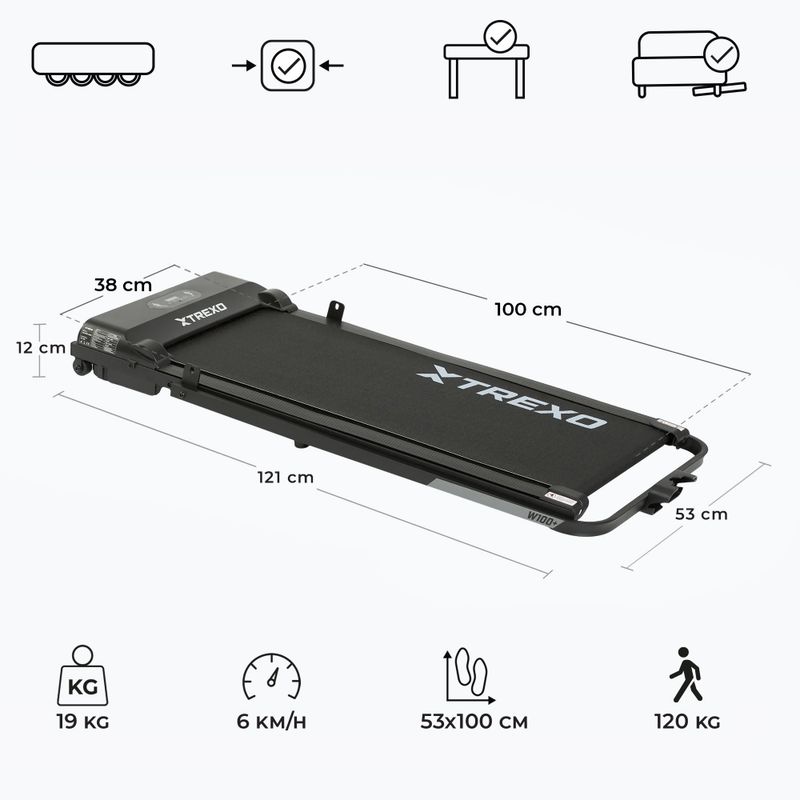 Bieżnia XTREXO Walking Pad W100+ czarny 3