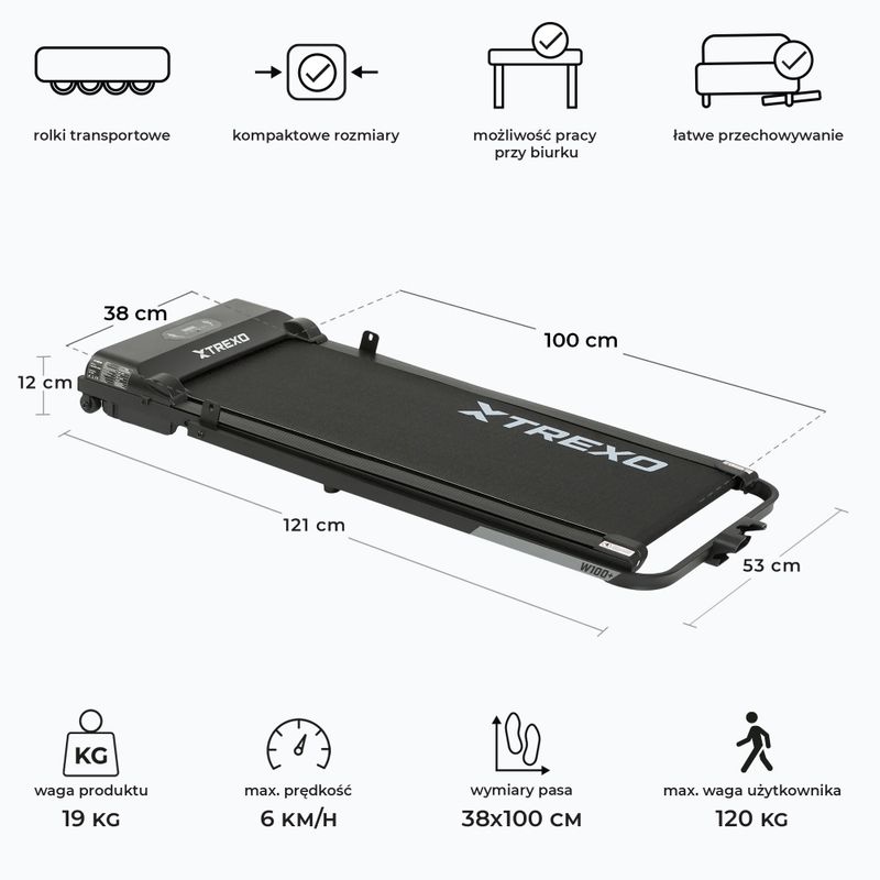 Bieżnia XTREXO Walking Pad W100+ czarny 3