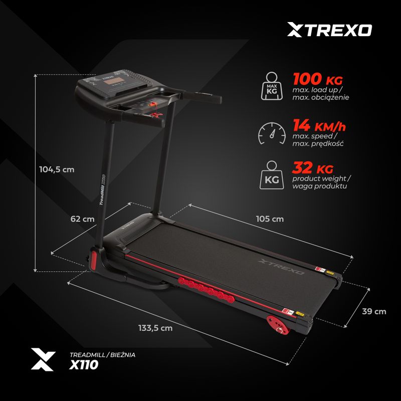 Bieżnia elektryczna TREXO X110 czarny 12