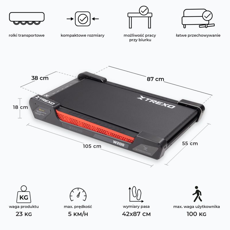 Bieżnia elektryczna XTREXO Walking Pad W200 3