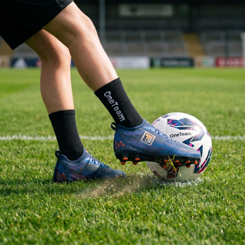 Skarpety piłkarskie dziecięce OneTeam Precision Grip antypoślizgowe 2-pack czarny 8