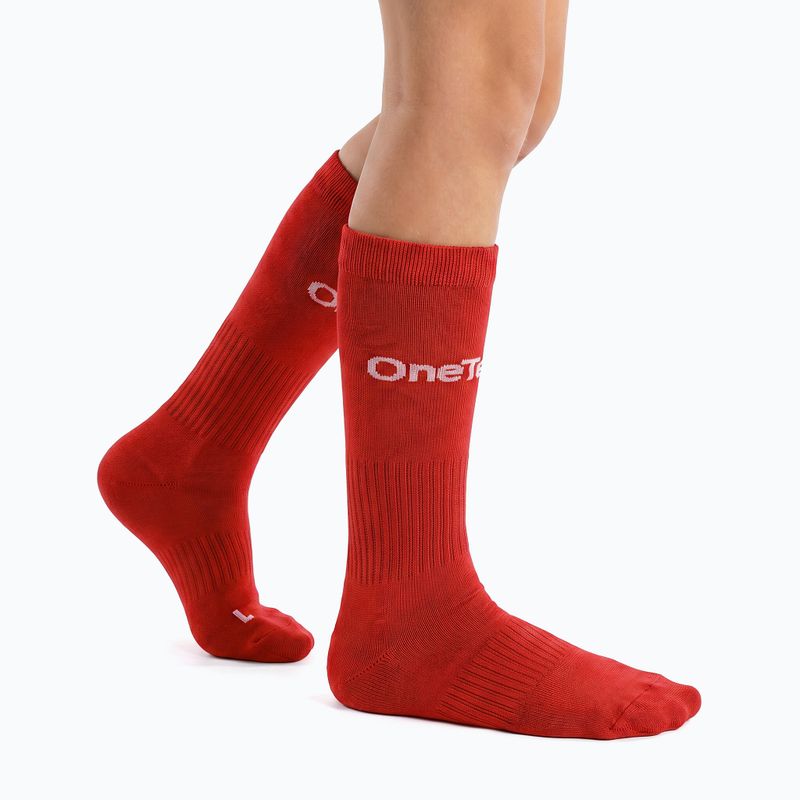 Skarpety piłkarskie dziecięce OneTeam Precision football socks zestaw 2-pack czerwony 2