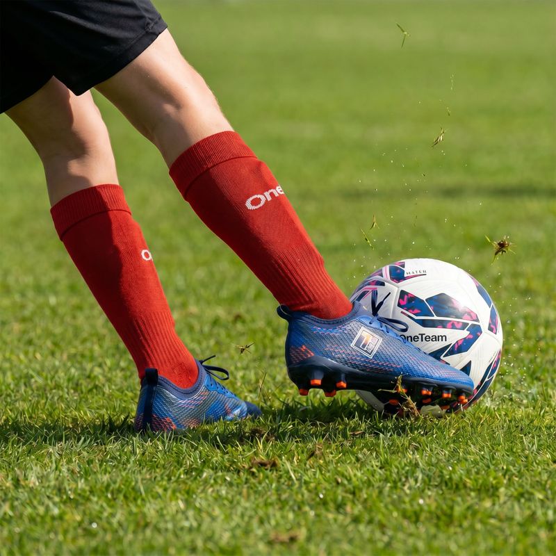 Skarpety piłkarskie dziecięce OneTeam Precision football socks zestaw 2-pack czerwony 7