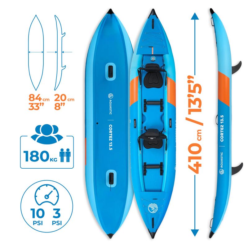 Kajak pompowany 2-osobowy AQUASTIC Cortez 13'5" 410 cm niebieski 18
