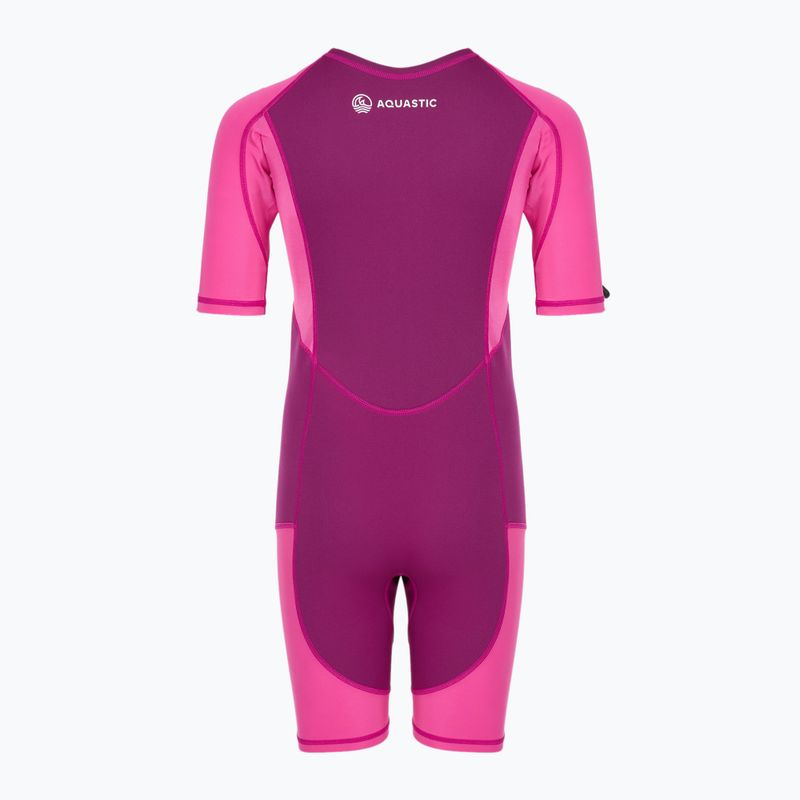 Pianka do pływania dziecięca AQUASTIC surfingowa z neoprenu 1.5 mm WAVEY różowy 9