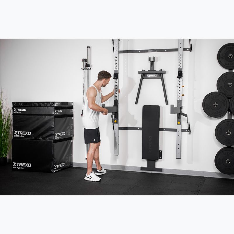 Klatka ścienna XTREXO Mercury w zestawie z ławką i wieszakiem na talerze czarny 12