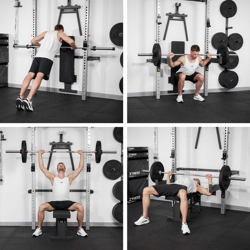 Klatka ścienna XTREXO Mercury w zestawie z ławką i wieszakiem na talerze czarny 15