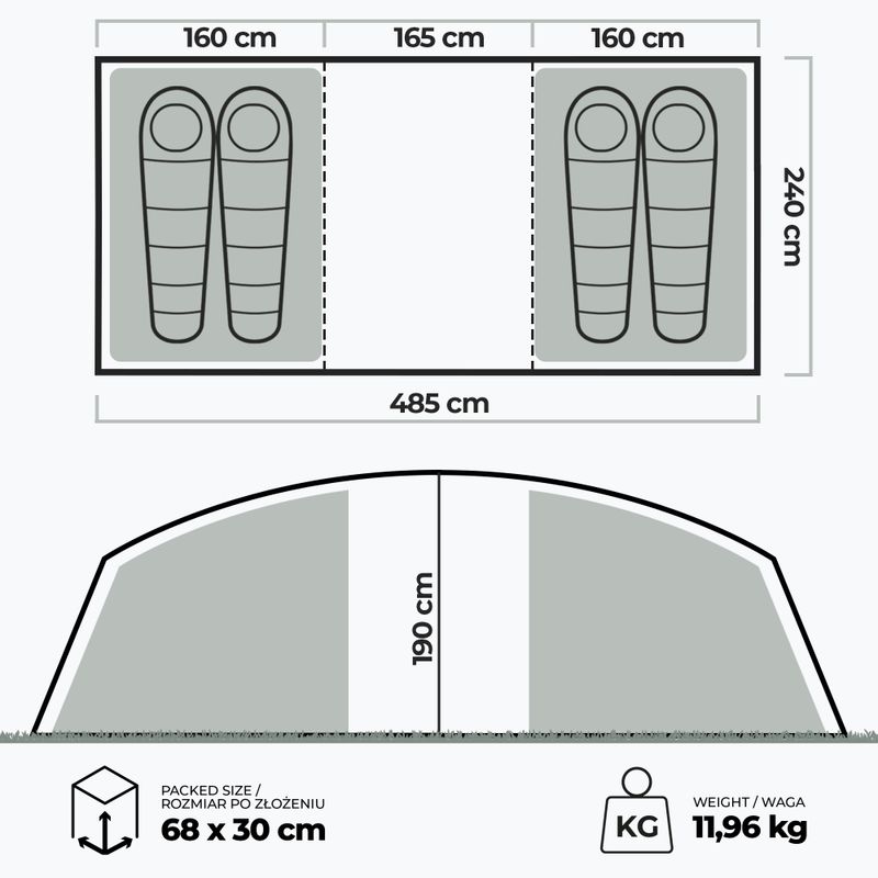 Namiot kempingowy 4-osobowy KADVA Kavio 4.2 zielony 22