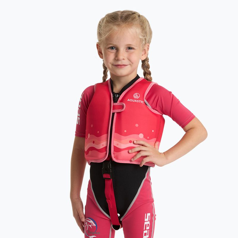 Kamizelka asekuracyjna dziecięca AQUASTIC Junior ciemnoróżowy 2