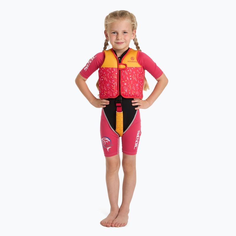 Kamizelka asekuracyjna dziecięca AQUASTIC Junior różowy/żółty 3