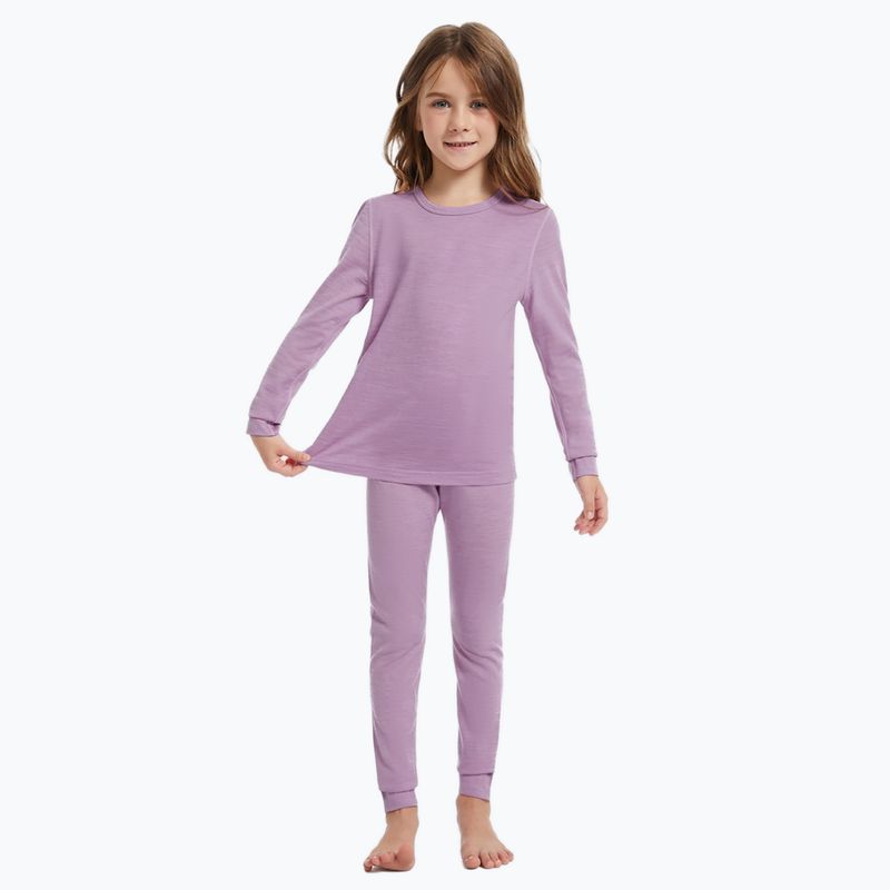 Komplet bielizny termoaktywnej dziecięcej WOOLCANO Merino 100% SET0683 fioletowy