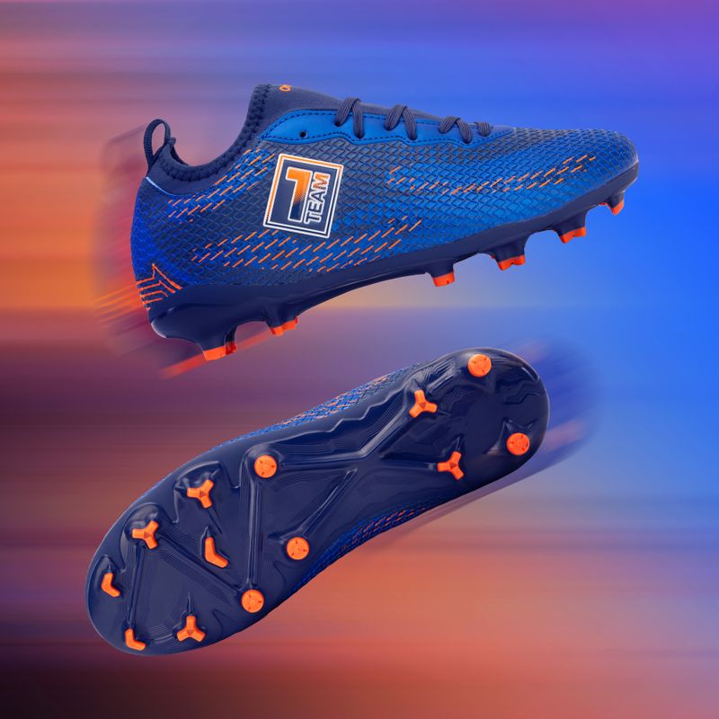 Buty piłkarskie dziecięce OneTeam Robero Teen FG/AG granatowy/pomarańczowy 3