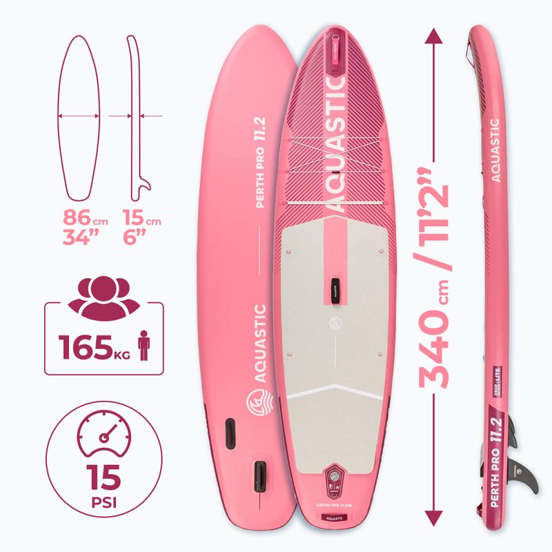 Deska SUP AQUASTIC Perth Pro 11'2" allround różowy 19