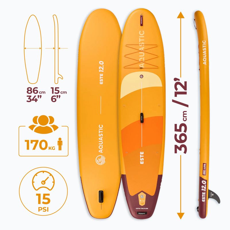 Zestaw deska SUP pompowana AQUASTIC Este 12'0" pomarańczowy 26