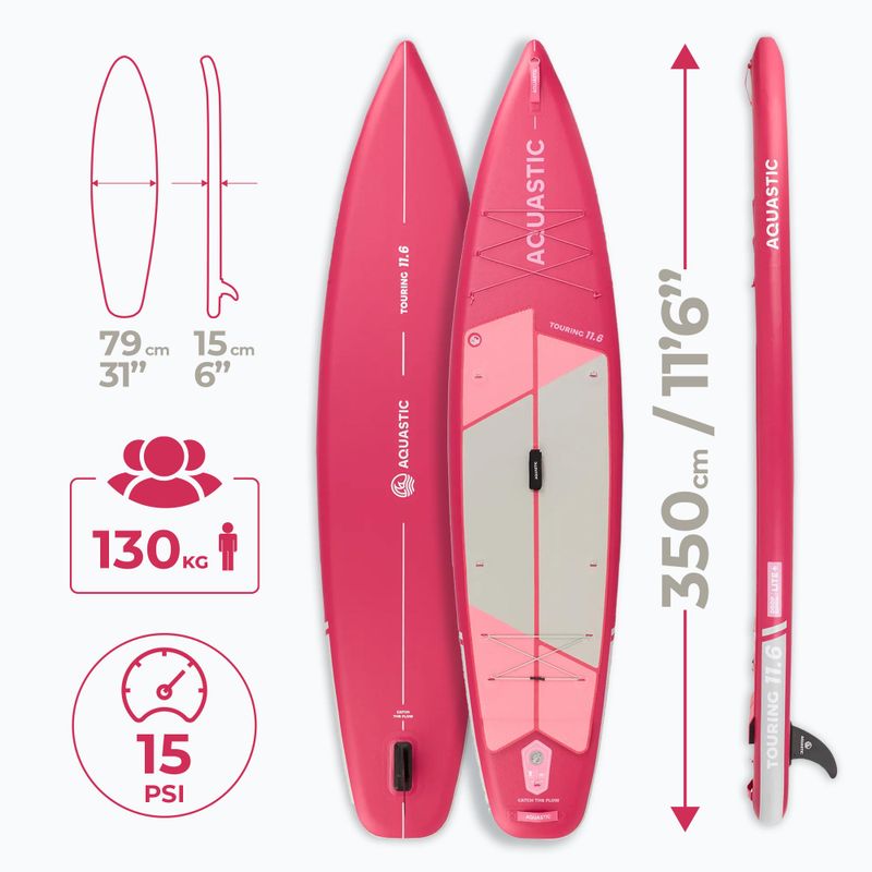 Zestaw deska SUP pompowana AQUASTIC Touring 11'6" różowy 27