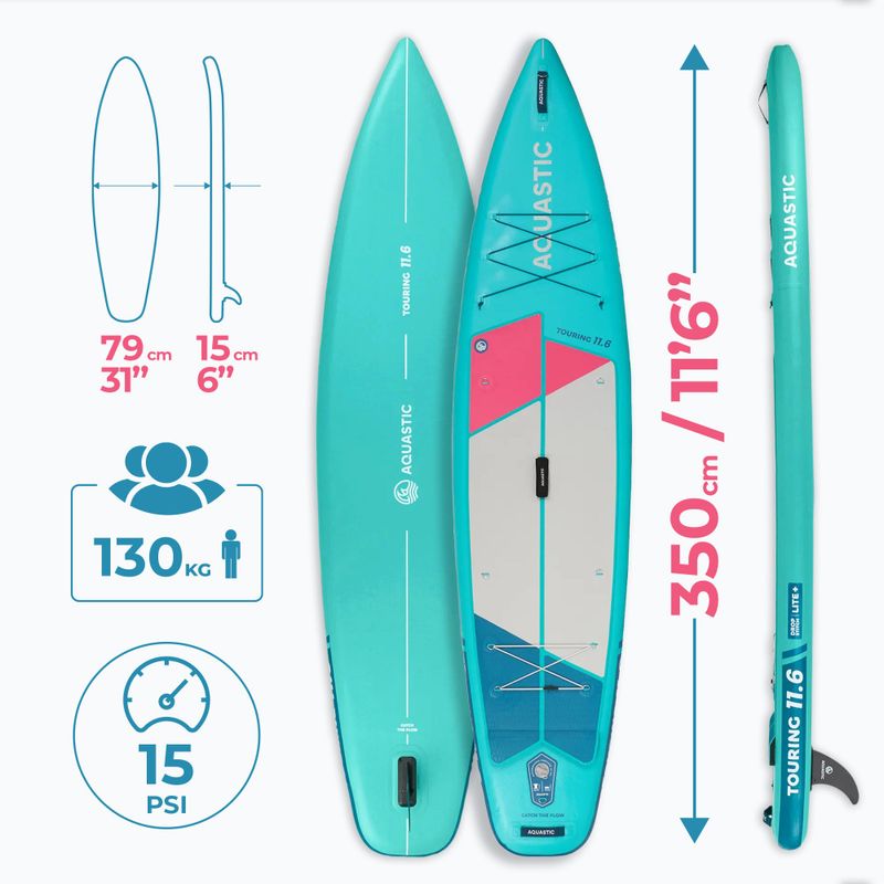 Zestaw deska SUP pompowana AQUASTIC Touring 11'6" zielony 26