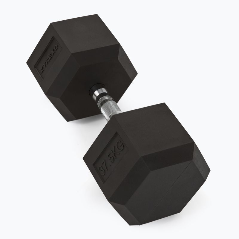 Hantel ogumowany TREXO Hex 37,5 kg 2