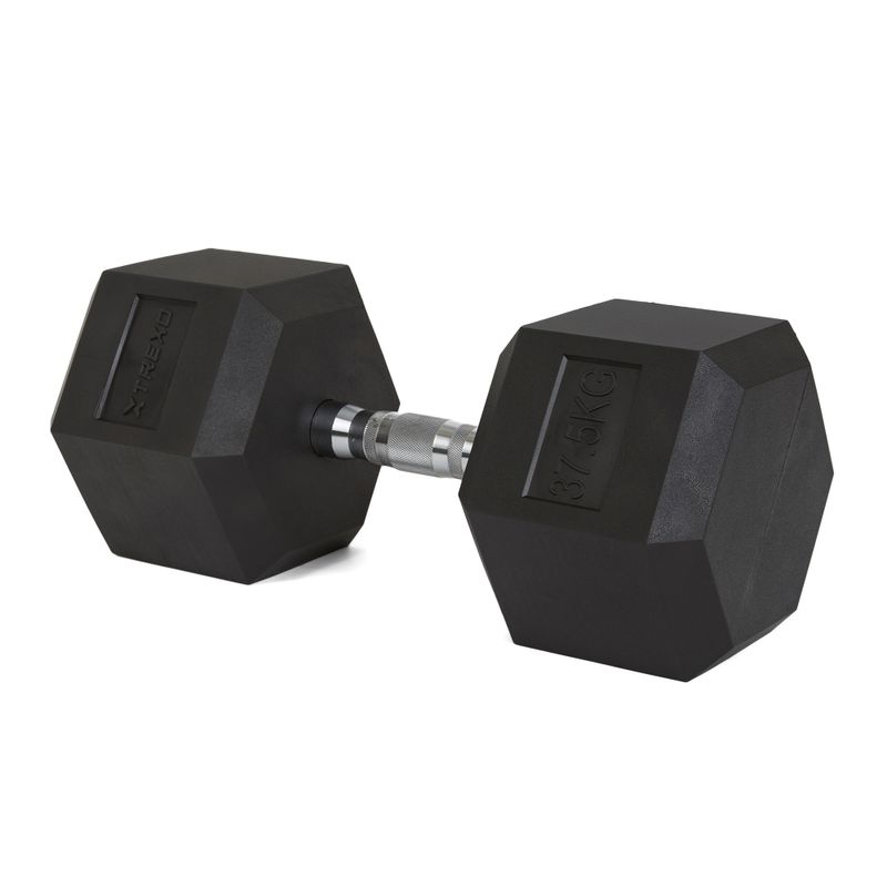 Hantel ogumowany TREXO Hex 37,5 kg 5