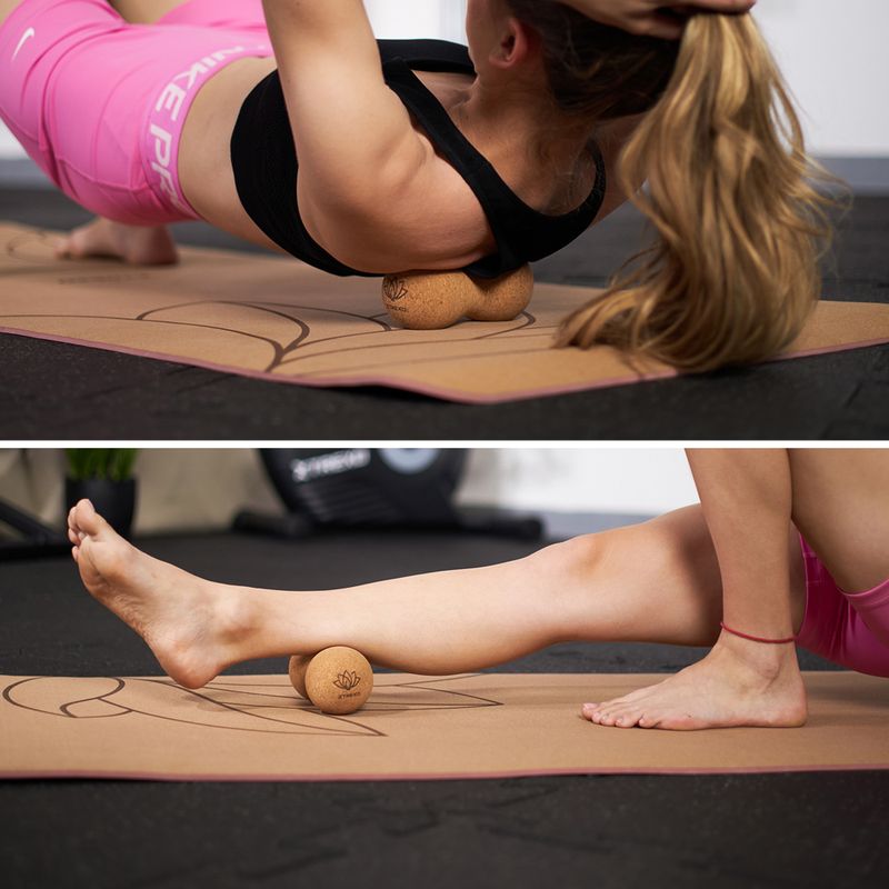 Podwójna piłka do masażu XTREXO korkowa TXO-B4Z082-NC naturalny 2