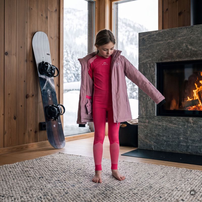 Komplet bielizny termoaktywnej dziecięcej KADVA Frosty Jrg Set bezszwowy różowy 6