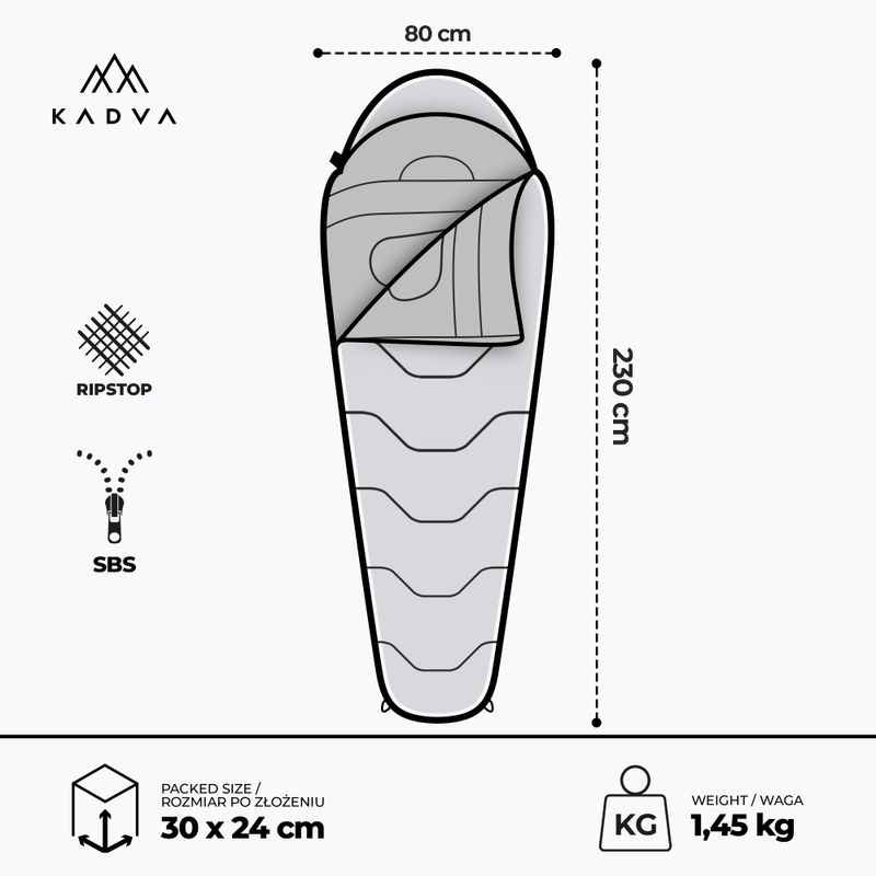 Śpiwór KADVA Mumio R prawy zielony 3