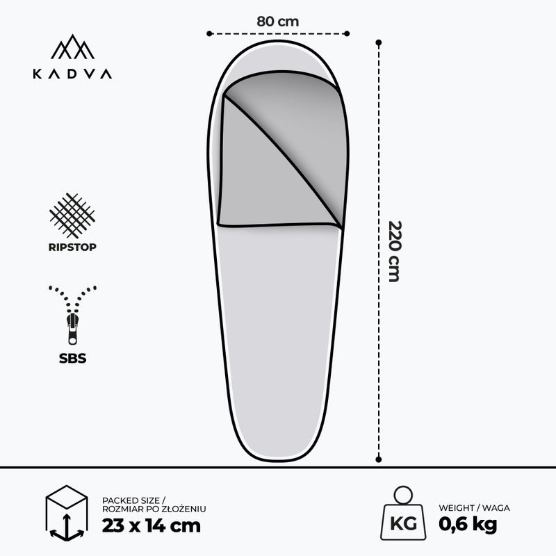 Śpiwór KADVA Light 600 L lewy granat 3