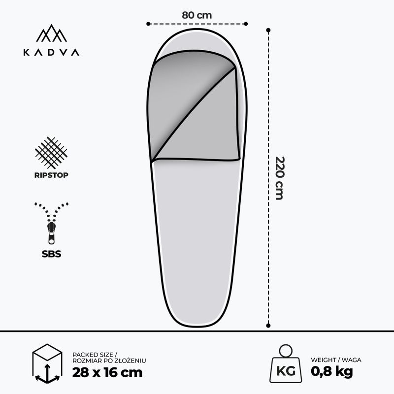 Śpiwór KADVA Light 800 R prawy granat 3