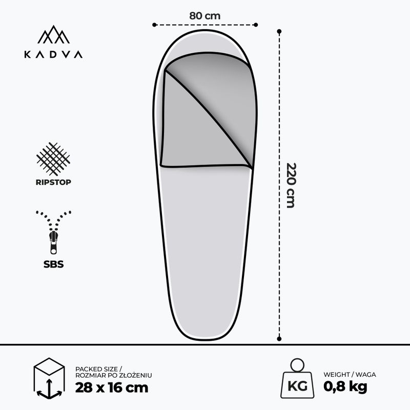 Śpiwór KADVA Light 800 L lewy granat 3