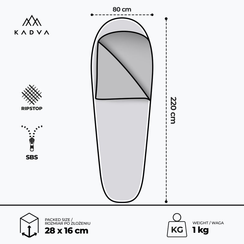 Śpiwór KADVA Light 1000 L lewy granat 3