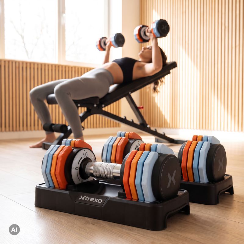 Zestaw hantli regulowanych XTREXO 2 x 10 kg multicolor 15
