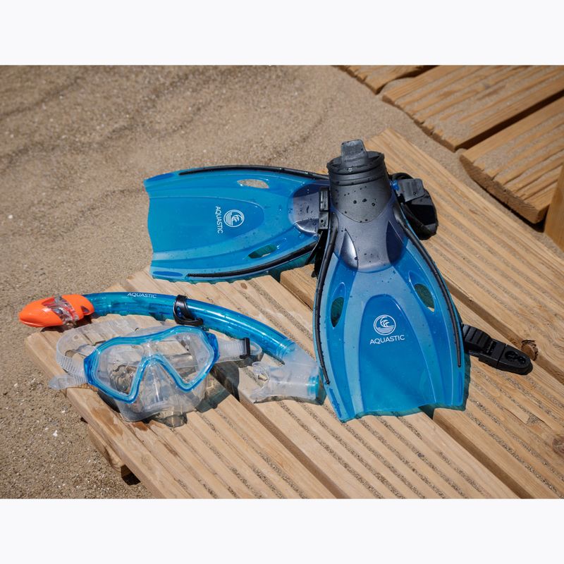 Zestaw do snorkelingu dziecięcy AQUASTIC Shelly maska + fajka + płetwy jasnoniebieski 14